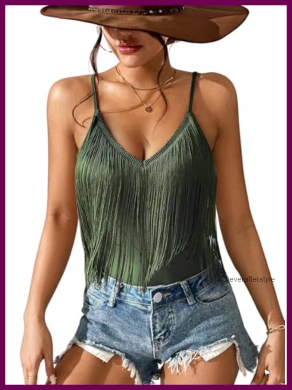 Womens Western Fringe Tank Top V-Neck Sleeveless Country Concert Cowgirl Shirt